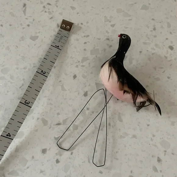 Vintage Antique Bird Christmas Ornament Feathers and Wire Legs - Picture 3 of 5